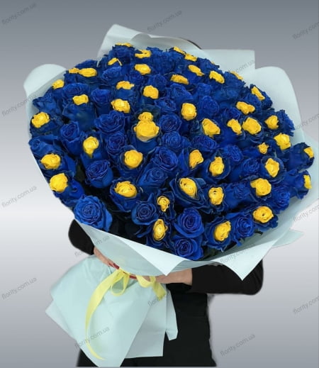 Bouquet 101 blue - yellow rose