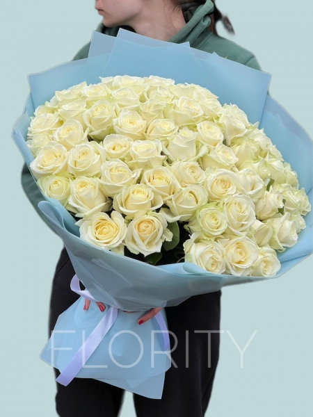 Bouquet White rose 59 pcs №23