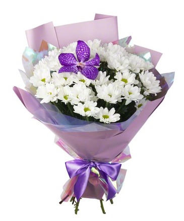 Bouquet Chrysanthemum chamomile and Vanda orchid №33