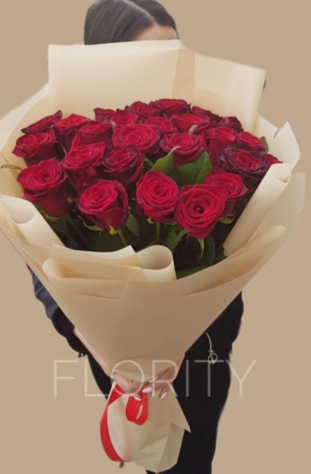 Bouquet of 19 red roses 70 cm №35